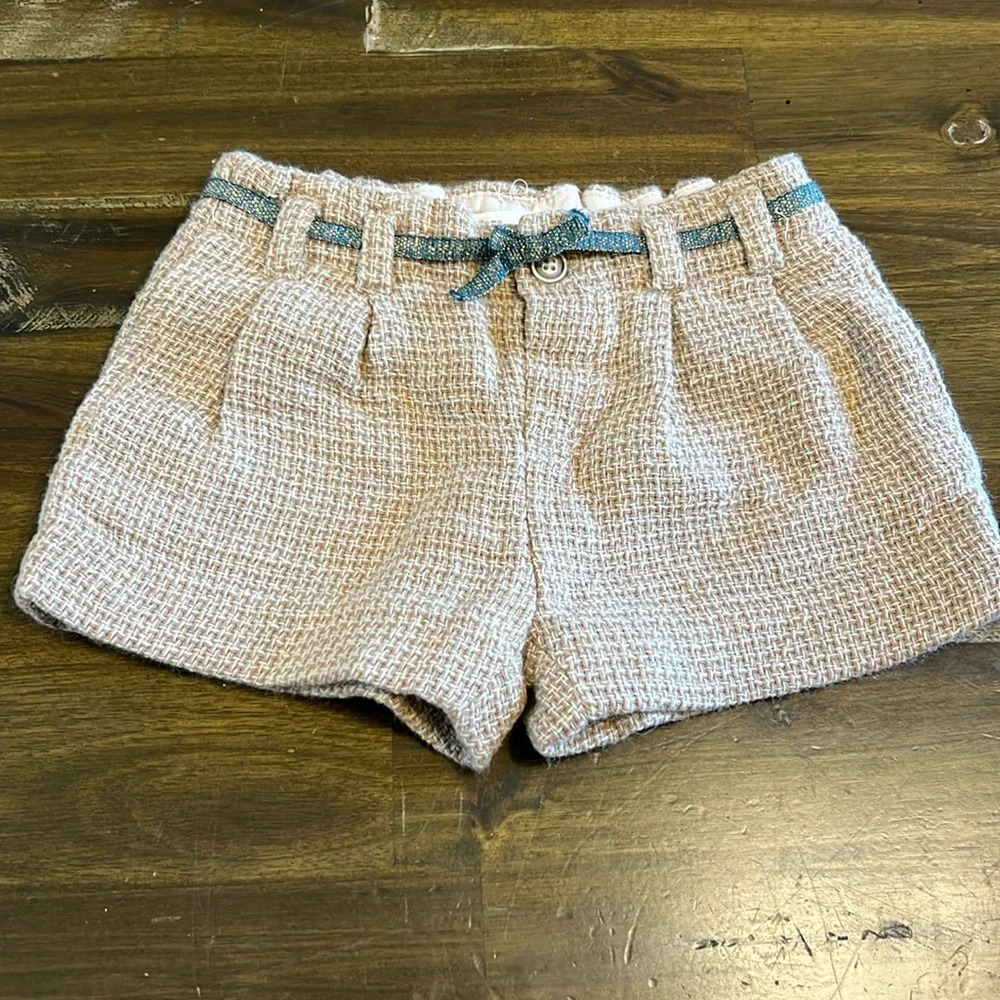 Zara Baby Girl Tweed Shorts Plaid Bow Toddler 12-18 months